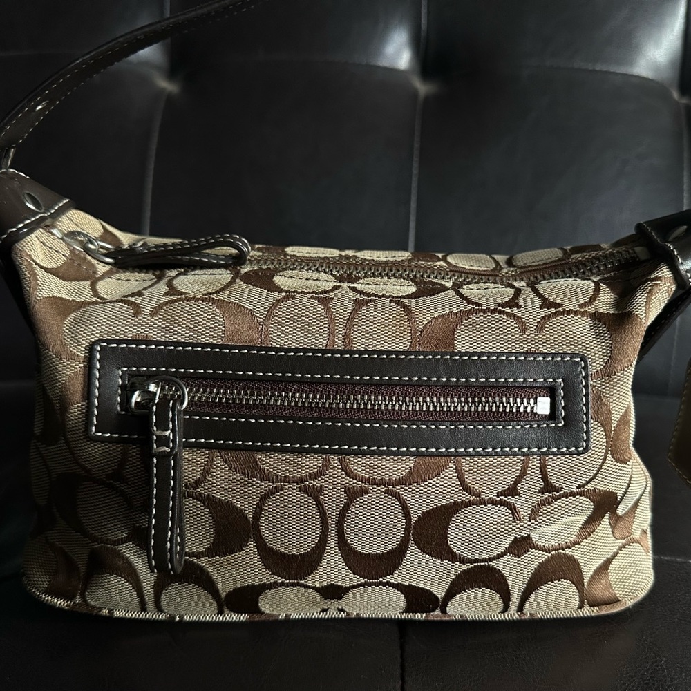 Authentic Vintage Y2K Coach Mini Demi 6044 Brown Signature Canvas Shoulder Bag